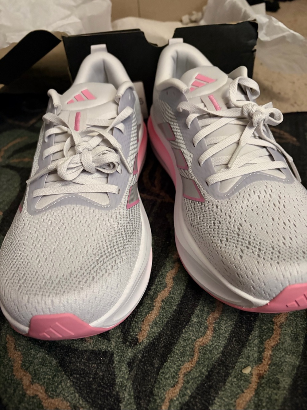 adidas Women's White and Pink Athletic Running Sneakers